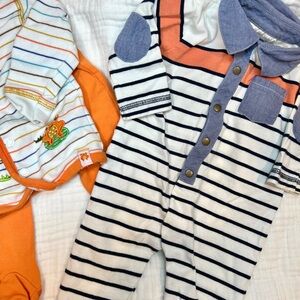 🍼Baby Bundle 🍼 2 x Footies Orange Blue White Blue Banana